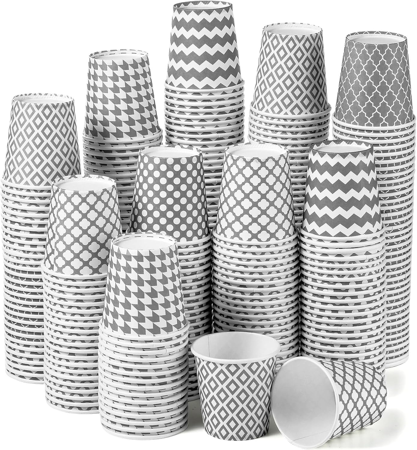 Sawysine 300 Count 5oz Disposable Mini Paper Cups for Bathroom, Mouthwash, Espresso, Small Snacks, and Party Drinking Cup for Hot Cold Water, Coffee, Juice(Summer Classic Style)