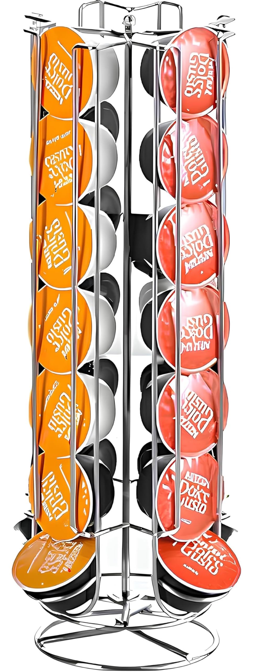 KOVEO Coffee Pod Stand 28 pc, Silver, Compatible with Nescafe Dolce Gusto Capsules, Rotating Coffee Capsule Stand, 5.9