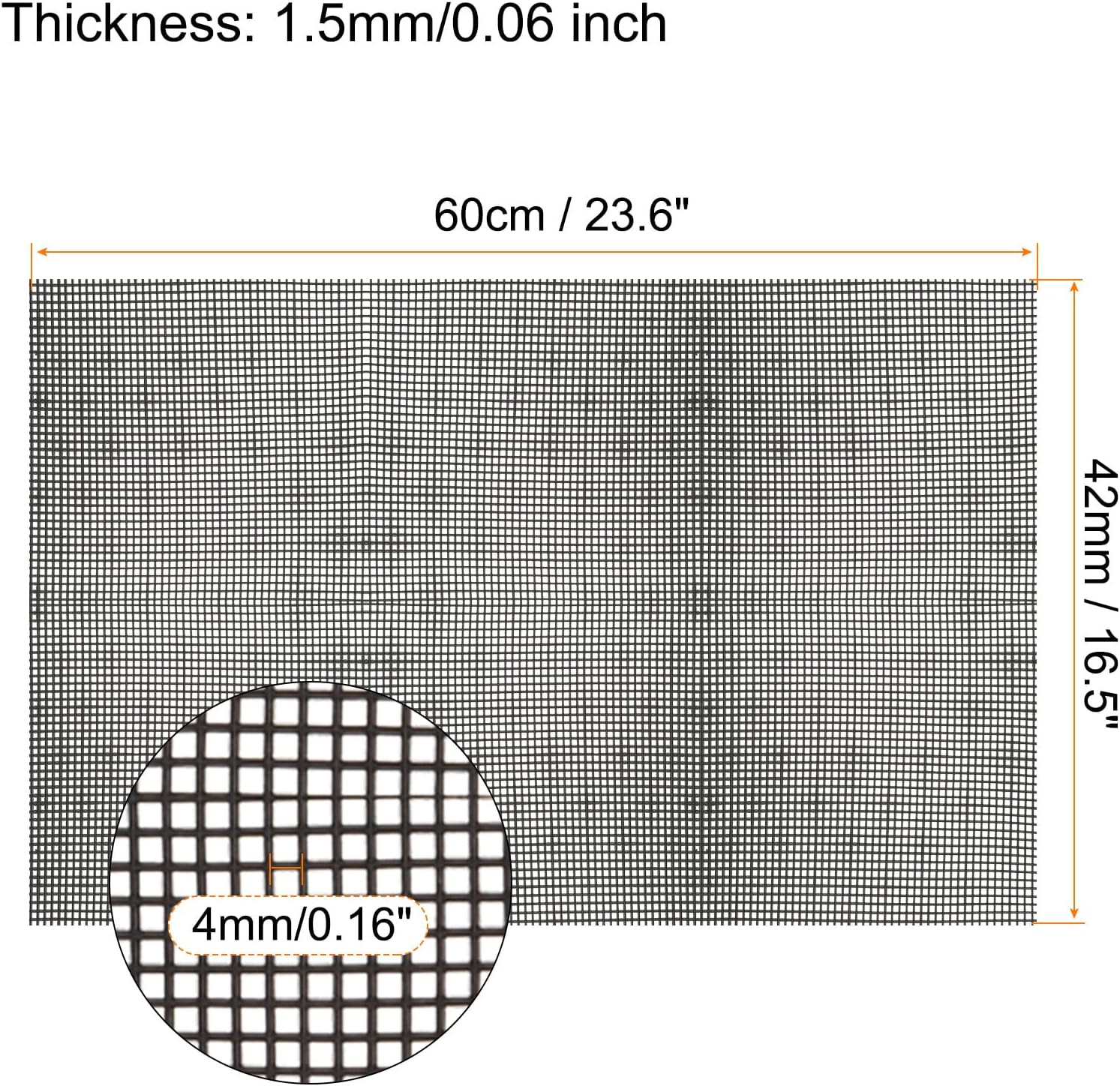 MECCANIXITY Plastic Mesh Canvas Sheet 60x42cm/23.6x16.5inch Black Blank Canvas Rectangle 4mm Hole for Embroidery Needlepoint, Knit Crochet Mesh, Pack of 2