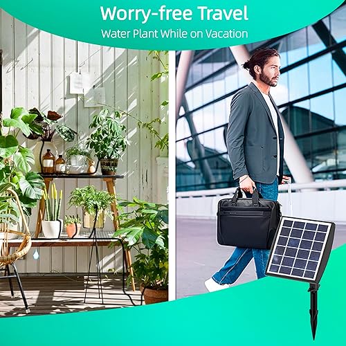 Miniatura 7 de Sistema de riego por goteo alimentado por energía solar, accesorios de invernadero al aire libre, compatible con 15 macetas y 6 modos de temporizador