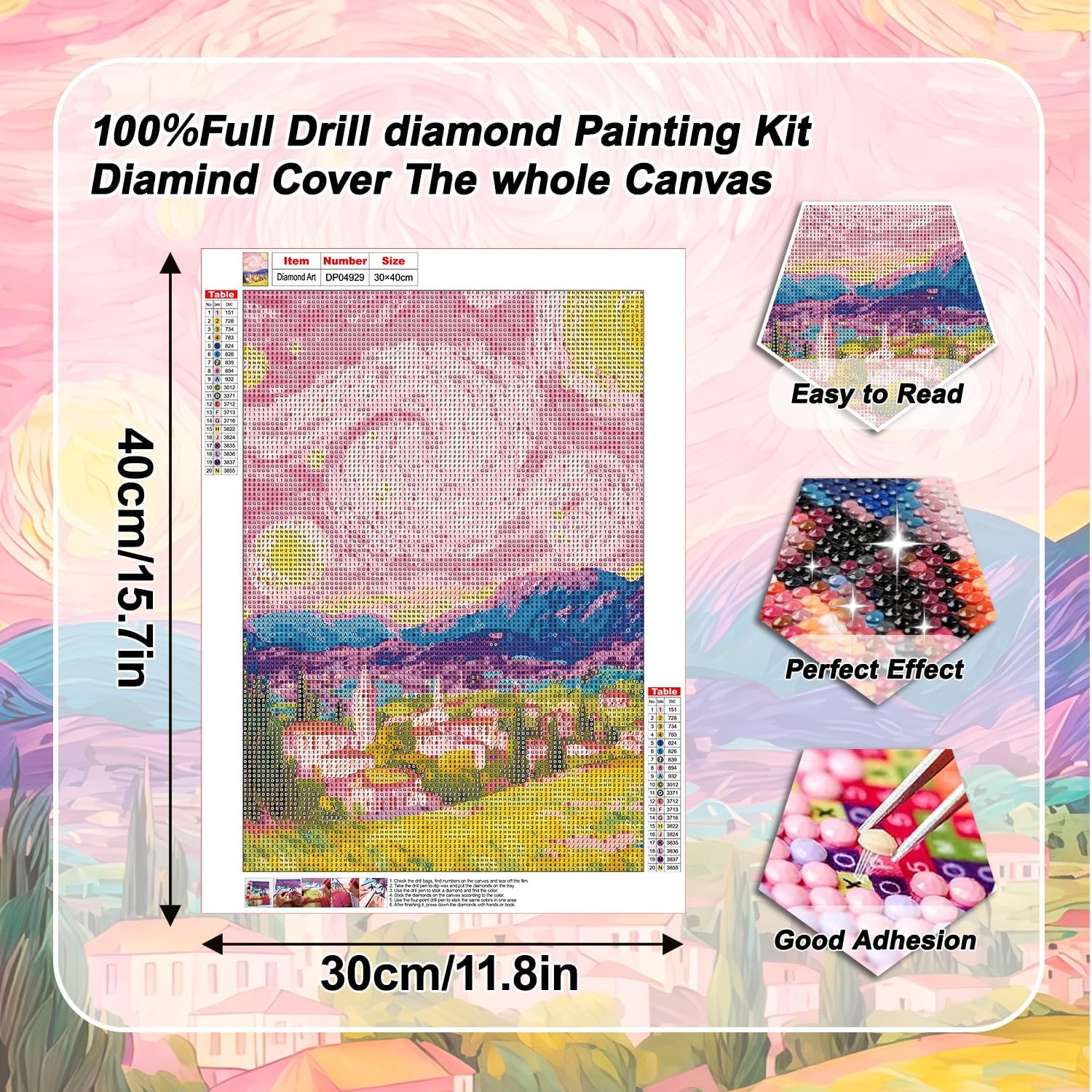 VeGuude Diamond Art Kits for Adults Pink Starry Night Diamond Painting Kits image 4