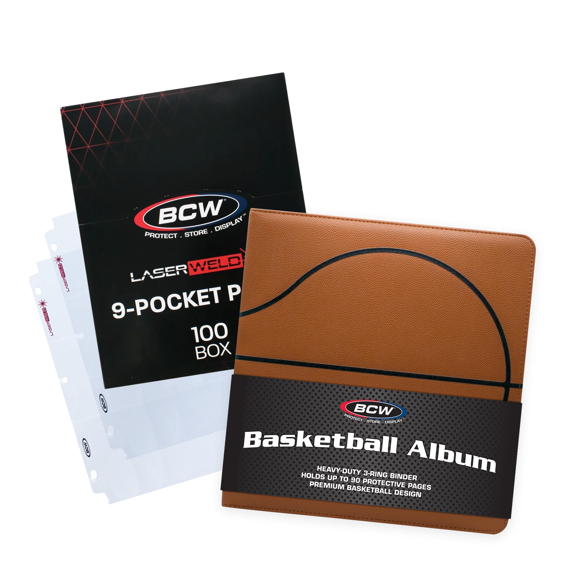 BCW Album da collezione sportivo da 7,6 cm, con 9 pagine tascabili LaserWeld, con 9 tasche, scatola da 100 pagine, raccoglitore di alta qualità con pagine ultra piatte e trasparenti, ideale per