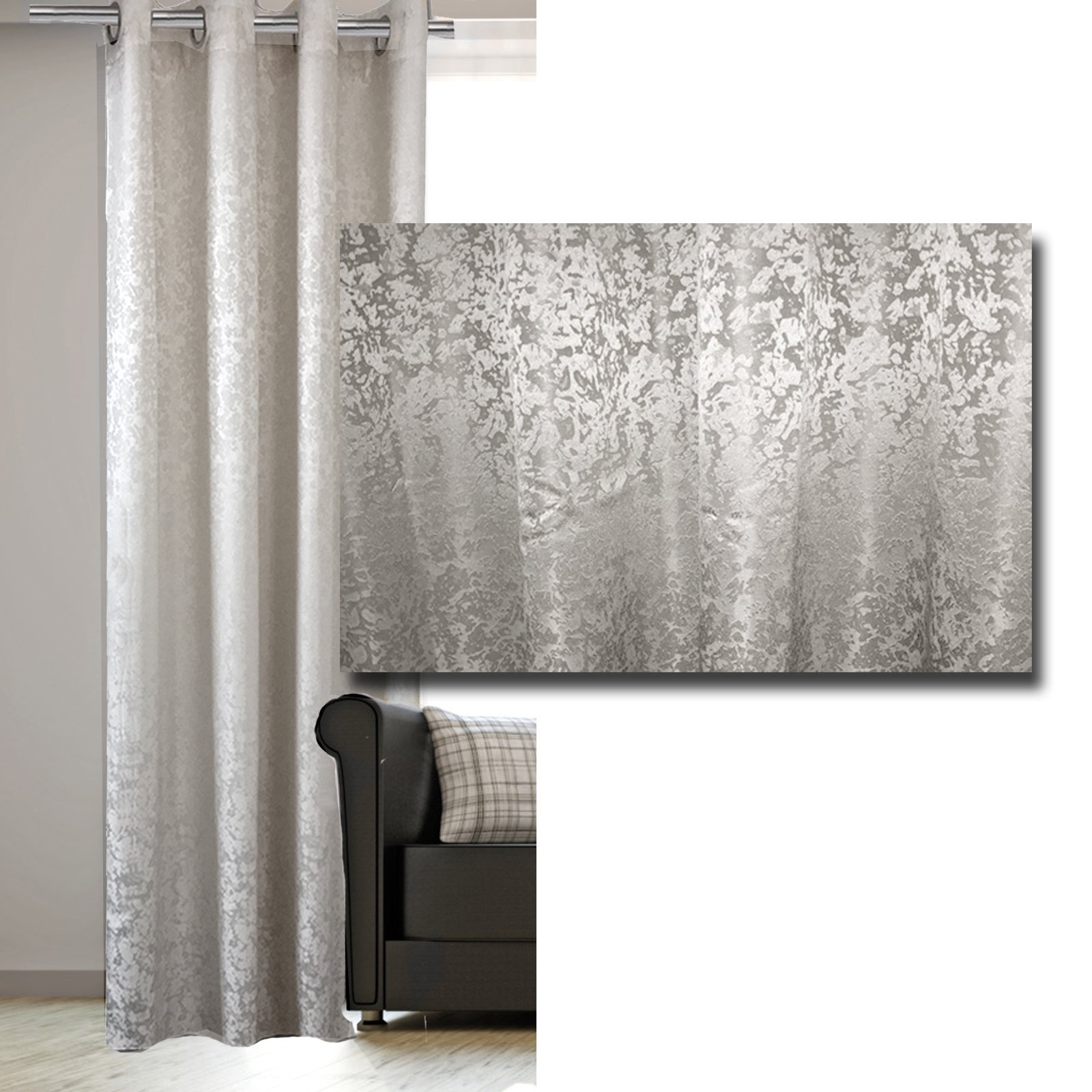 JEMIDI Cortina Opaca Brillante - Cortina Individual 140 x 245 cm con Ojales de Metal - para salón Dormitorio Cocina Comedor habitación - con Brillo