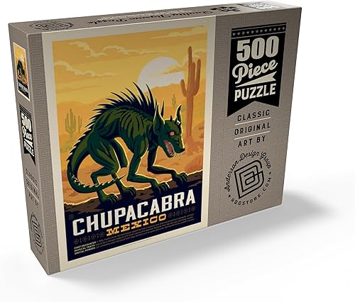 Miniatura 2 de MyPuzzle Mythical Creatures Chupacabra, póster vintage, rompecabezas prémium de 500 piezas para adultos