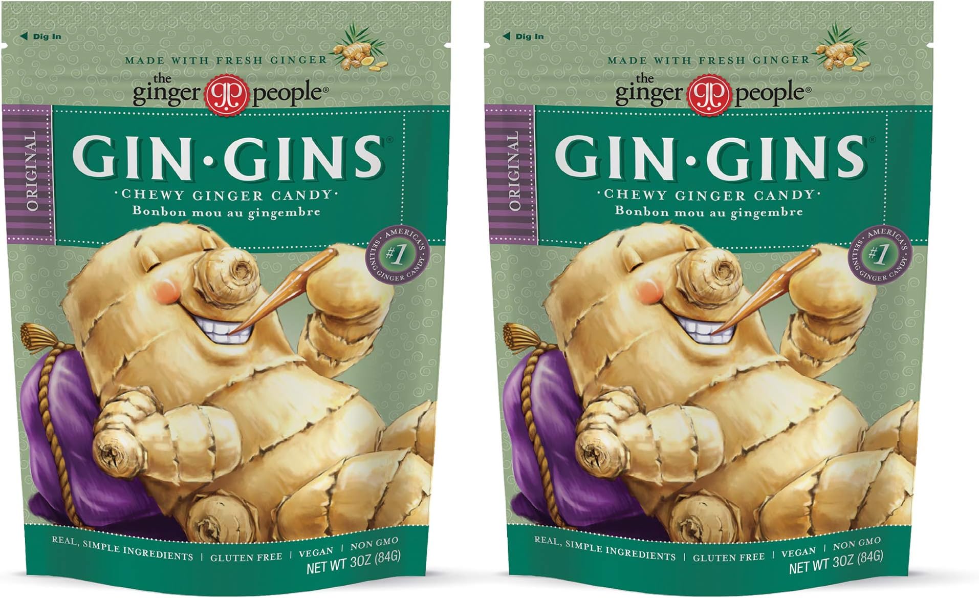 The Ginger People Original Chewy Ginger Candy- 3oz (Pack of 2)