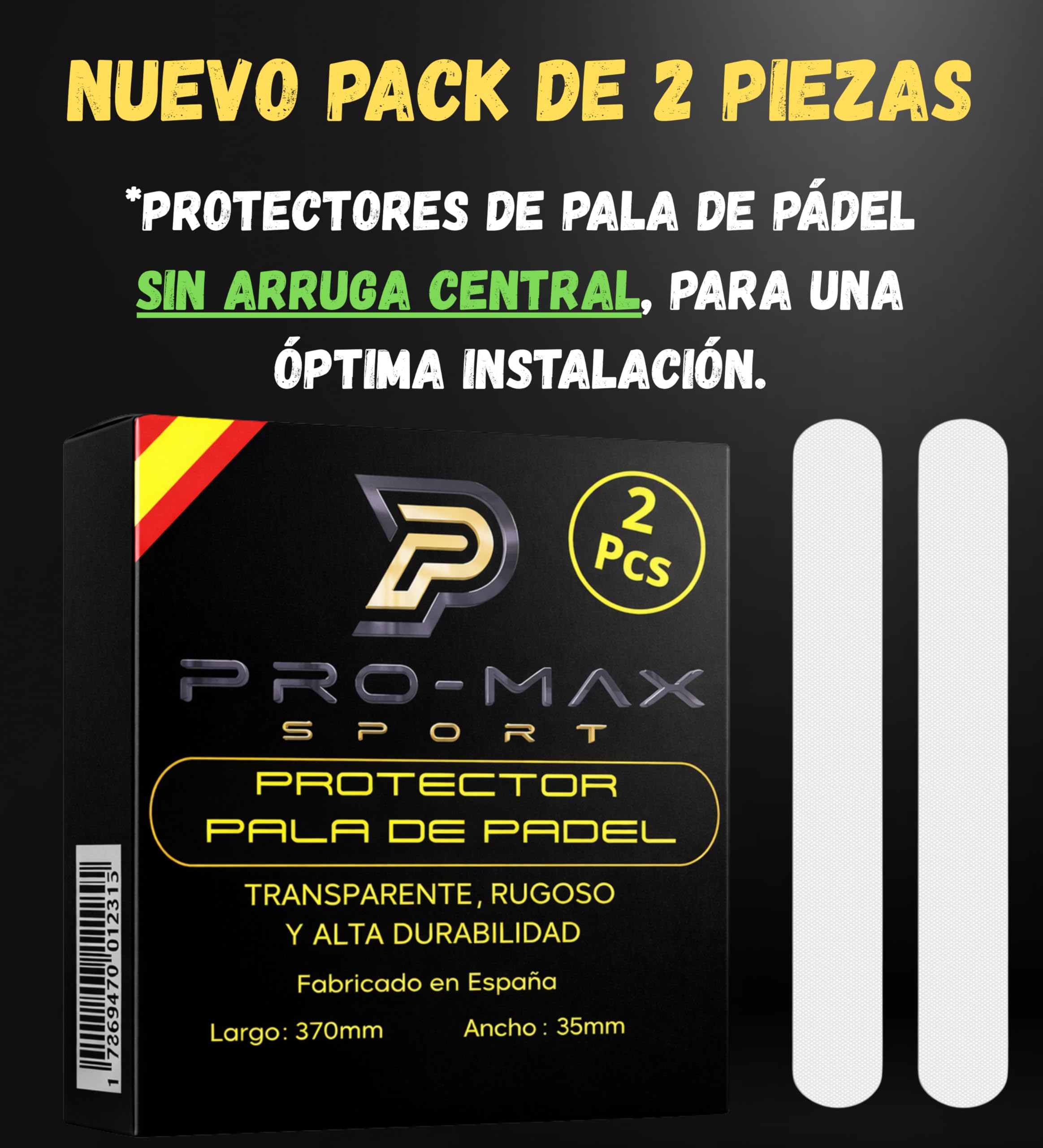 Protector Transparente Rugoso Pala Pádel sin Arruga Central Pack 2 Unidades Alta Durabilidad