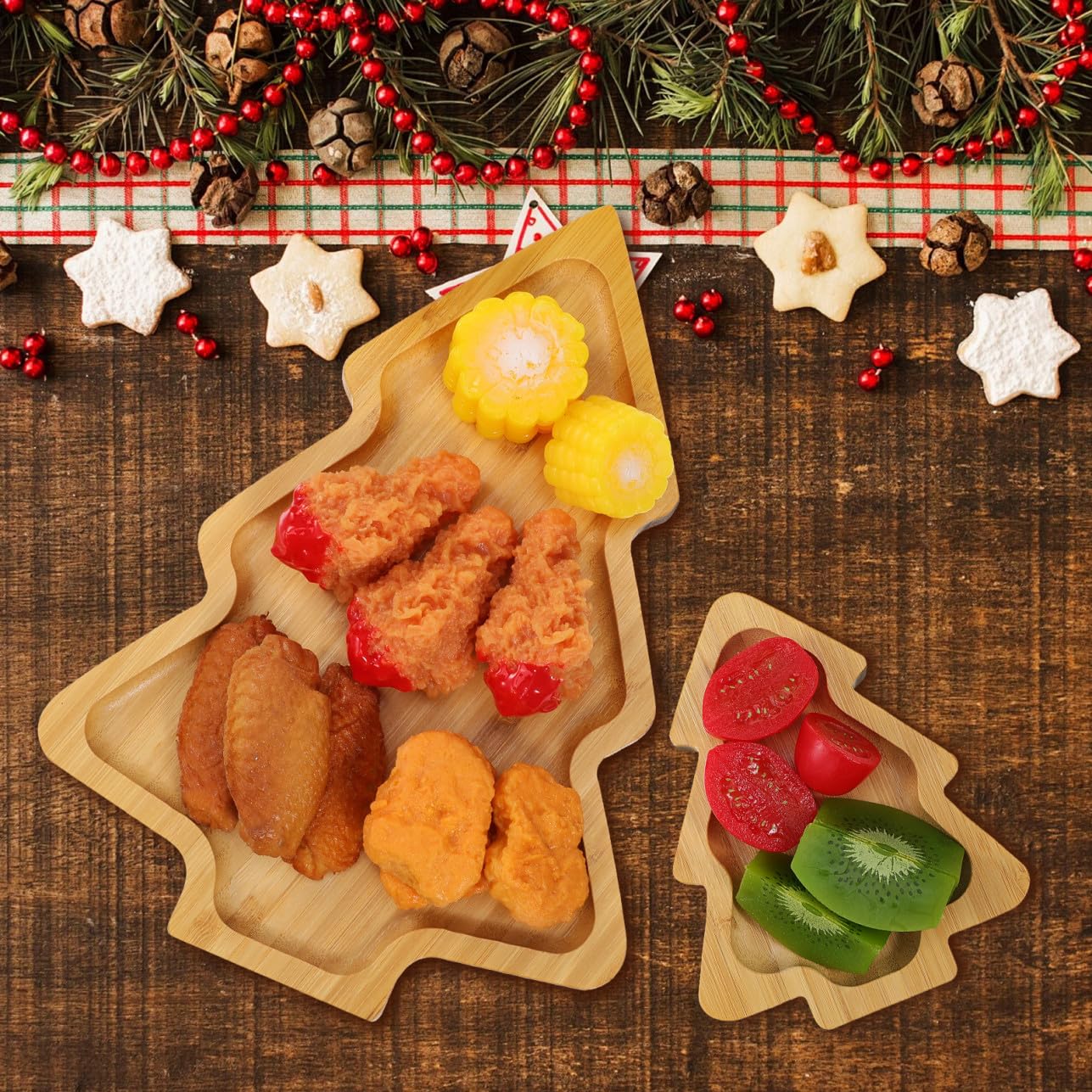 3piezas Bandejas Diseño De Árbol De Navidad y Reno Bandeja Creativa para Aperitivos Frutas y Dulces Fiestas Navideñas Fácil Limpieza y Uso Versátil