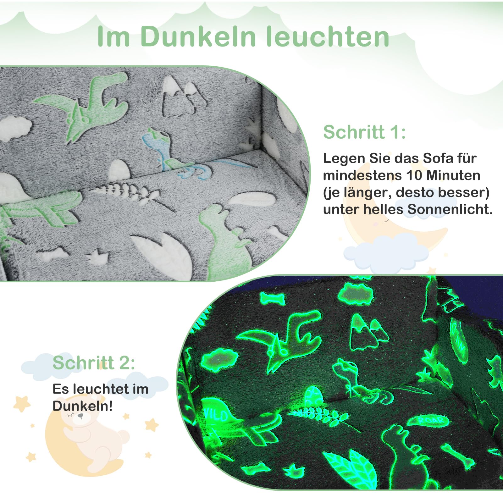 2-in-1 Kindersofa Rund - Leuchtendes Spielsofa Für Kinder Ab 3