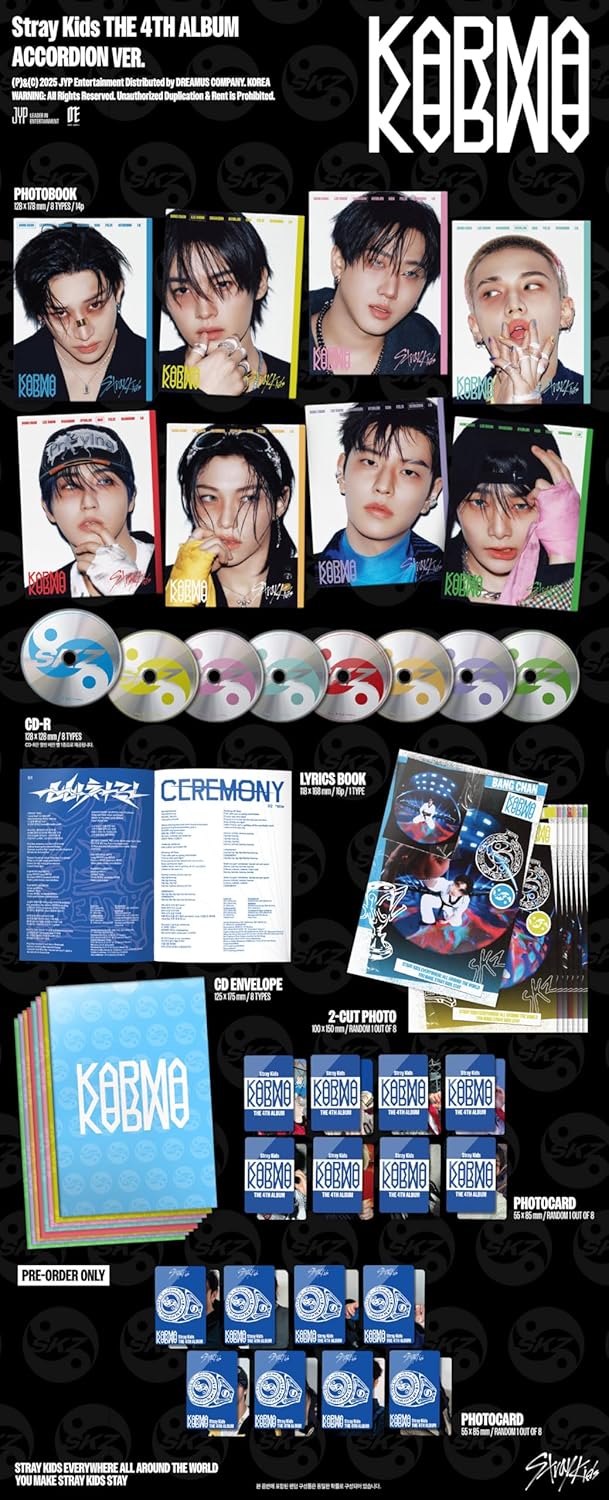 Stray Kids KARMA [ACCORDION 8 Ver Set] 4th Full Album