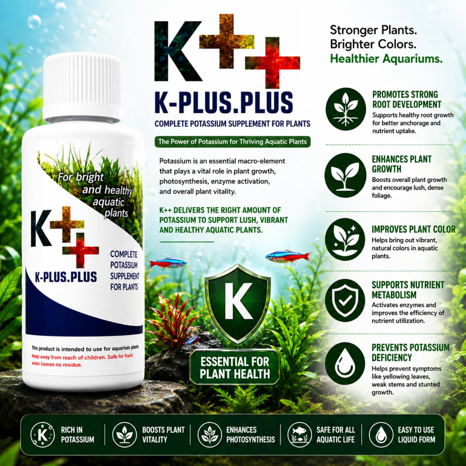Vayinato Aquatic Remedies (Pack of 3) Aquarium Plant Health Formula 120Ml & Plant Food 120Ml & K-Plus Plus 100Ml - Liquid 4
