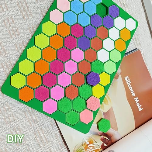 Miniatura 4 de Tadonyny Moldes de silicona hexagonales de copos de nieve para caramelo gomoso de chocolate, hoja de copo de nieve hexagonal para derretir moldes