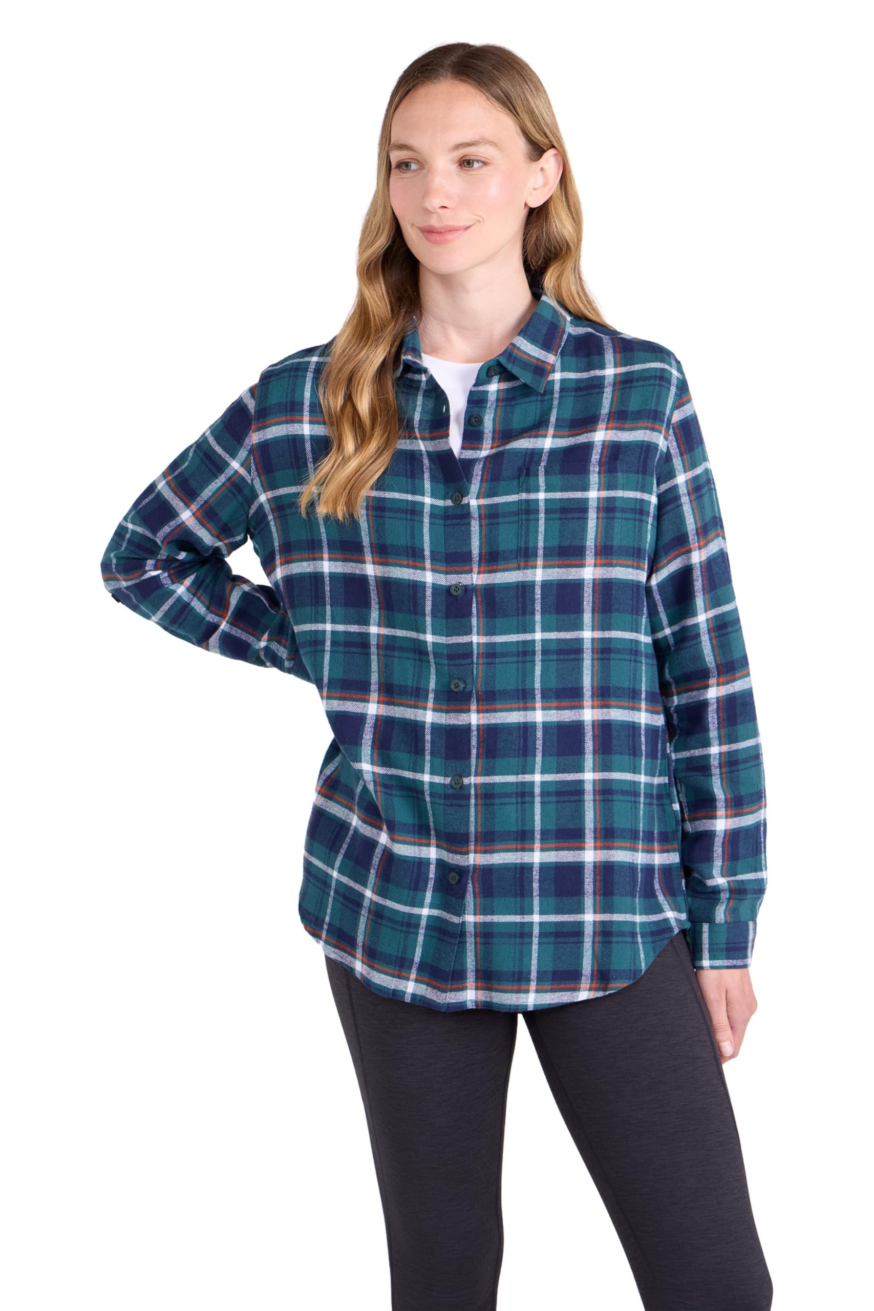 Balsam Womens Brushed Flannel Shirt - Teal