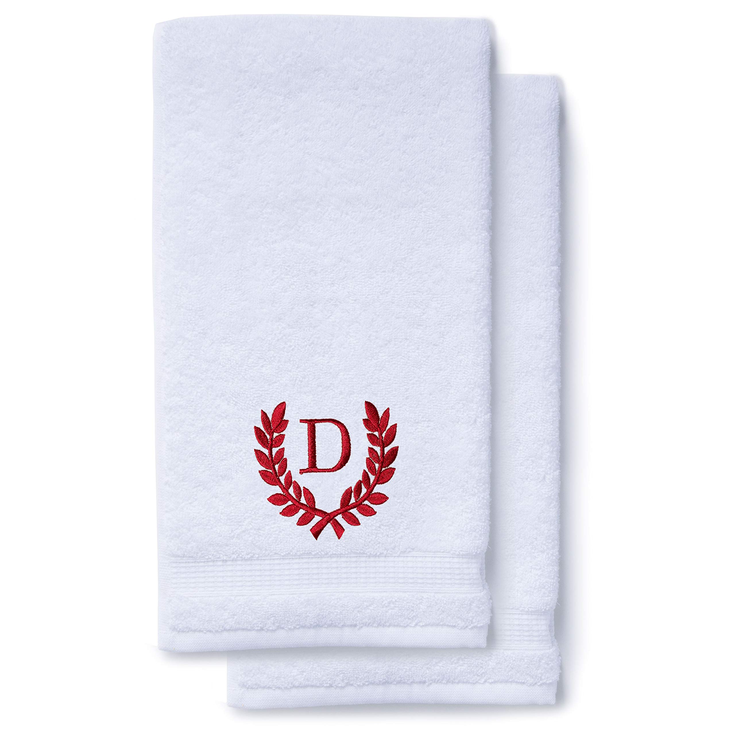 Toallas de mano Monogrammed para baño y cocina | regalo personalizado para bodas y novias | Toalla turca de lujo personalizada | Colección Spa, gran tamaño, 16 x 30 pulgadas, juego de 2
