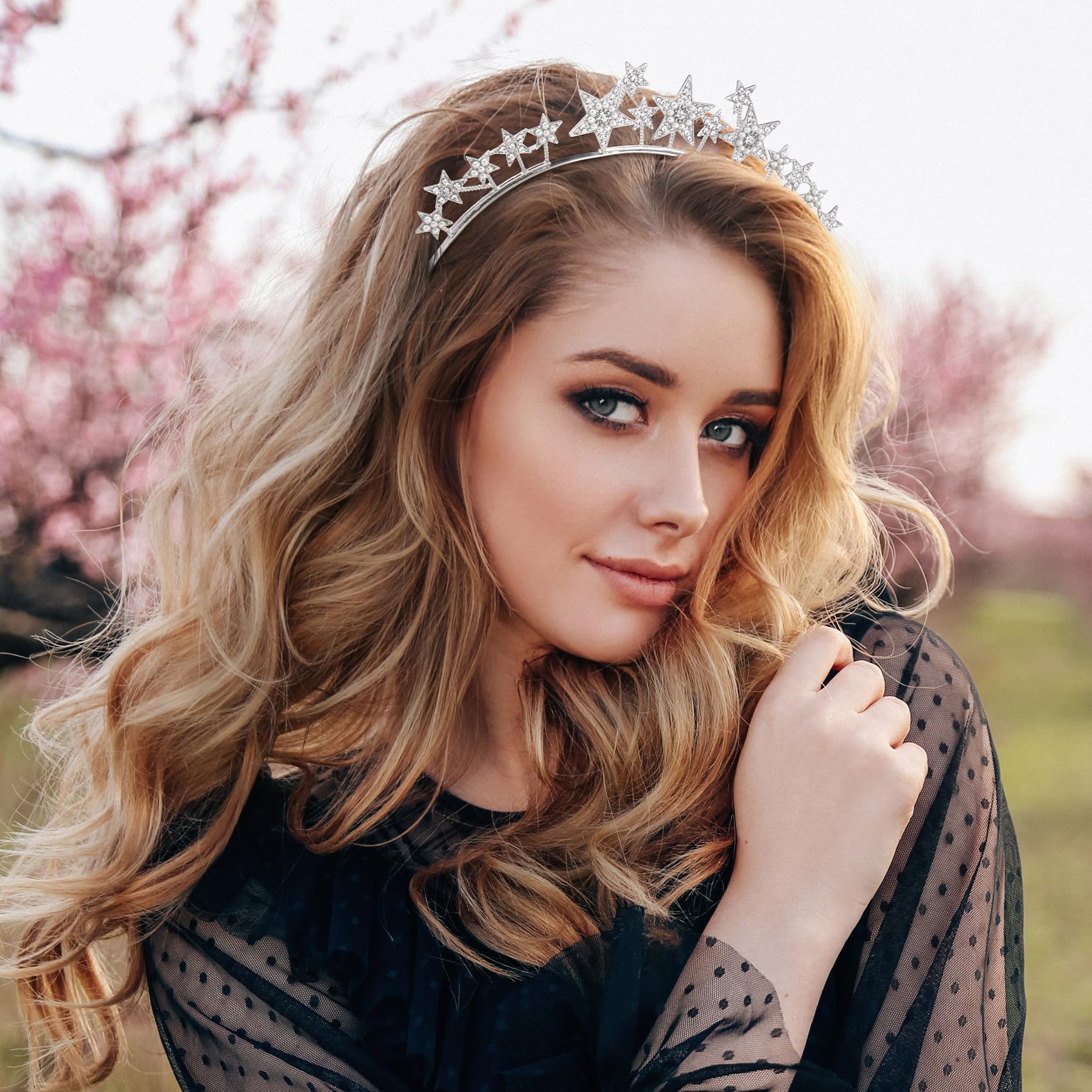 Sparkling Star Crown Headband  - Silver Star Crown Headbands for Women Teens Girls Birthday Wedding  main image 2