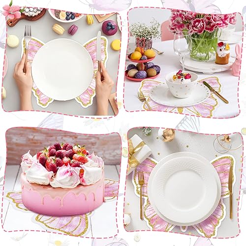 Miniatura 6 de Manteles individuales desechables de papel de mariposa coloridos para primavera, verano, boda, baby shower, cumpleaños y vacaciones, cocina, mesa de