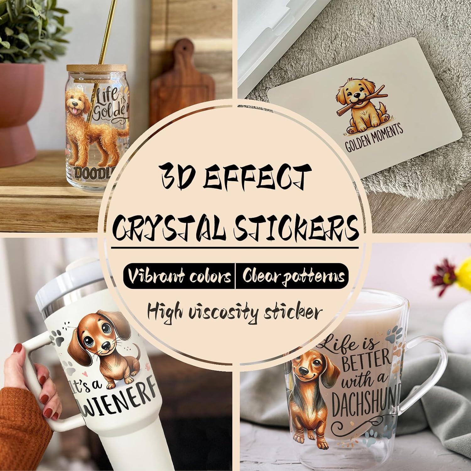 24pcs Dog UV DTF Cup Wrap,UV DTF Cup Wraps for 16 oz,Glasses,Tables,Chairs,Computers,High Viscosity UV DTF Transfer Paper