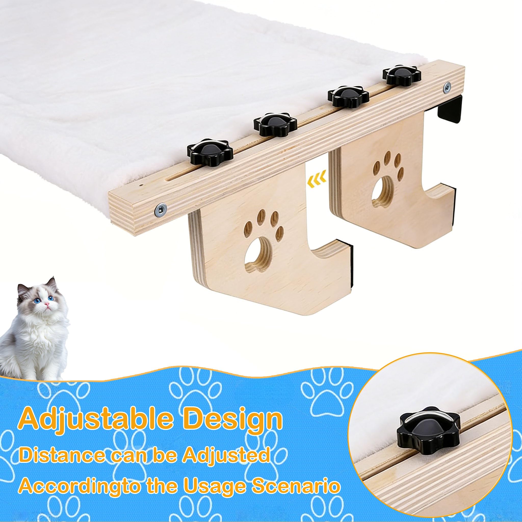 Hamaca Gato Ventana, Calefactor De Madera Cama, Tumbona para AlféIzar De Ventana para Calefactor De Borde De Cama, Accesorio para Hamaca De Interior