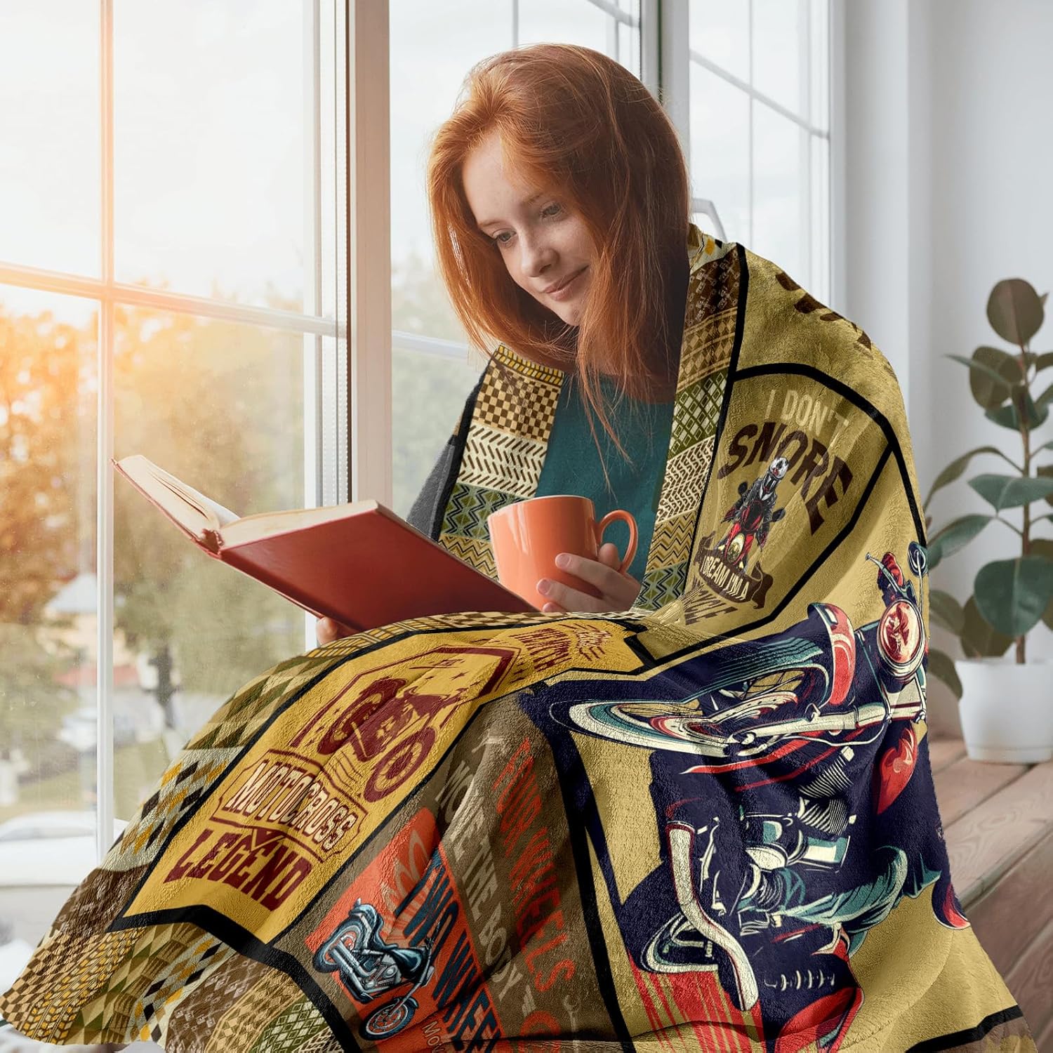 Motorcycle Gifts for Men, Motorcycle Throw Blanket 60"x50", Gifts for Motorcycles Riders Lovers Women, Best Motorcycles Enthusiasts Gift Ideas for Birthday/Christmas/Father's Day - Image 2