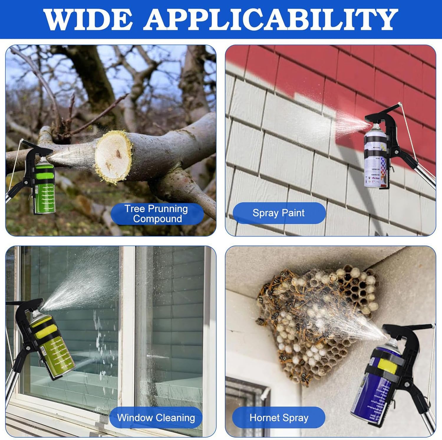 Spray Can Adapter - Long Range Adjustable Adapter Sprayer Accessories - Wasp Spray Extension Pole,for Painting Tree Gutter Garden Yard Park Courtyard Farm Outside Bee Nest Hive Defense Carpenter Leaf