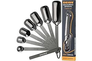 Deiss PRO Square Measuring Spoons for Exact Kitchen Measurements with Leveler