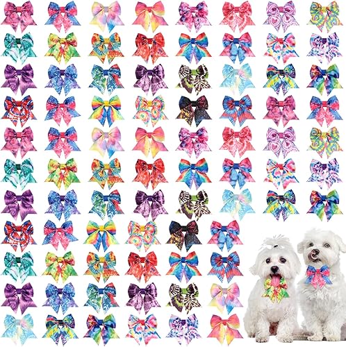 Wesiti 80 lazos para perros pequeños, patrones surtidos, corbatín para mascotas, collar de corbatín para gato, lazo para cachorros pequeños y