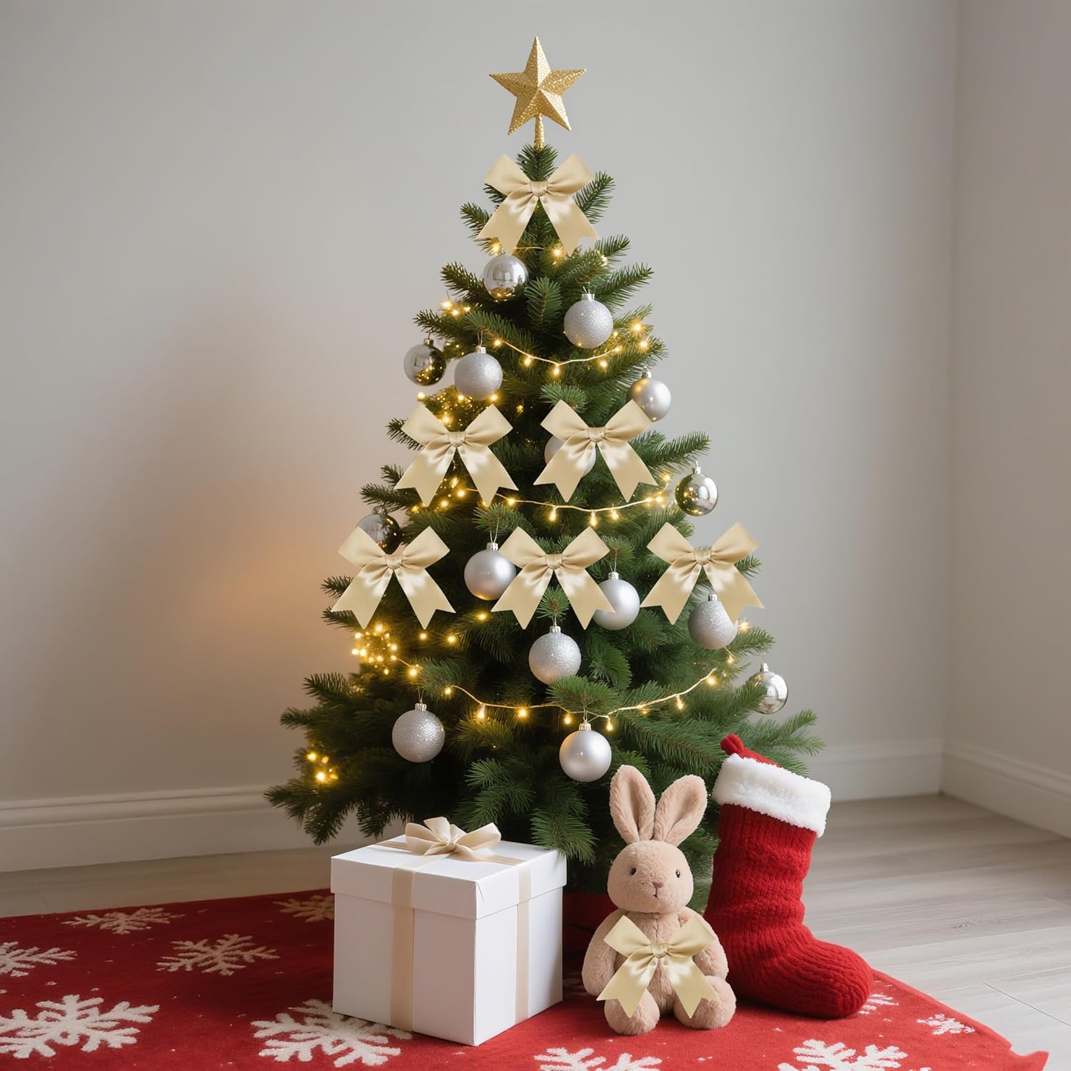 50 Pieces Gift Wrap Bows Premium Satin Ribbon Bows 3.3 Inch Craft Bows for Gift Wrapping DIY Treat Bags Holiday Gifts Bag Party Decorations, Wedding Decor Christmas Birthday Presents (Golden) - Image 8