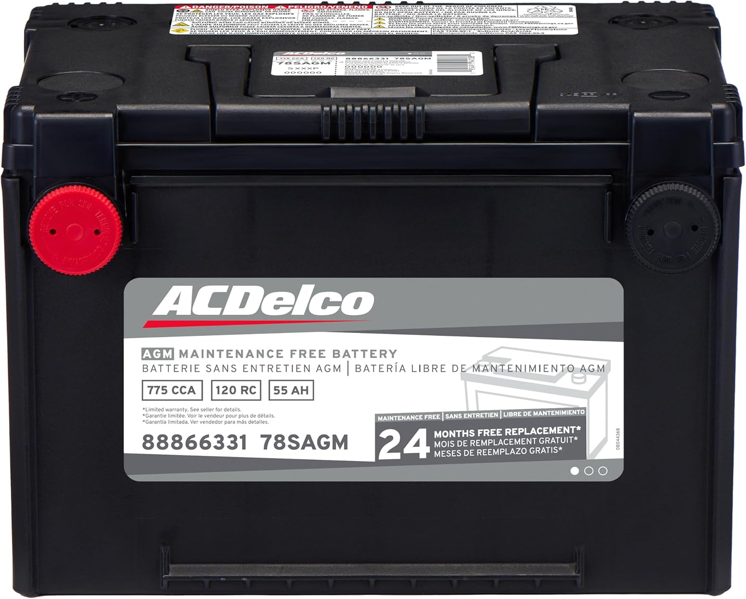 ACDelco Silver 78SAGM AGM Group 78 Battery - 24-Month Warranty, Spill-Proof, Maintenance-Free for GM & Most Vehicles