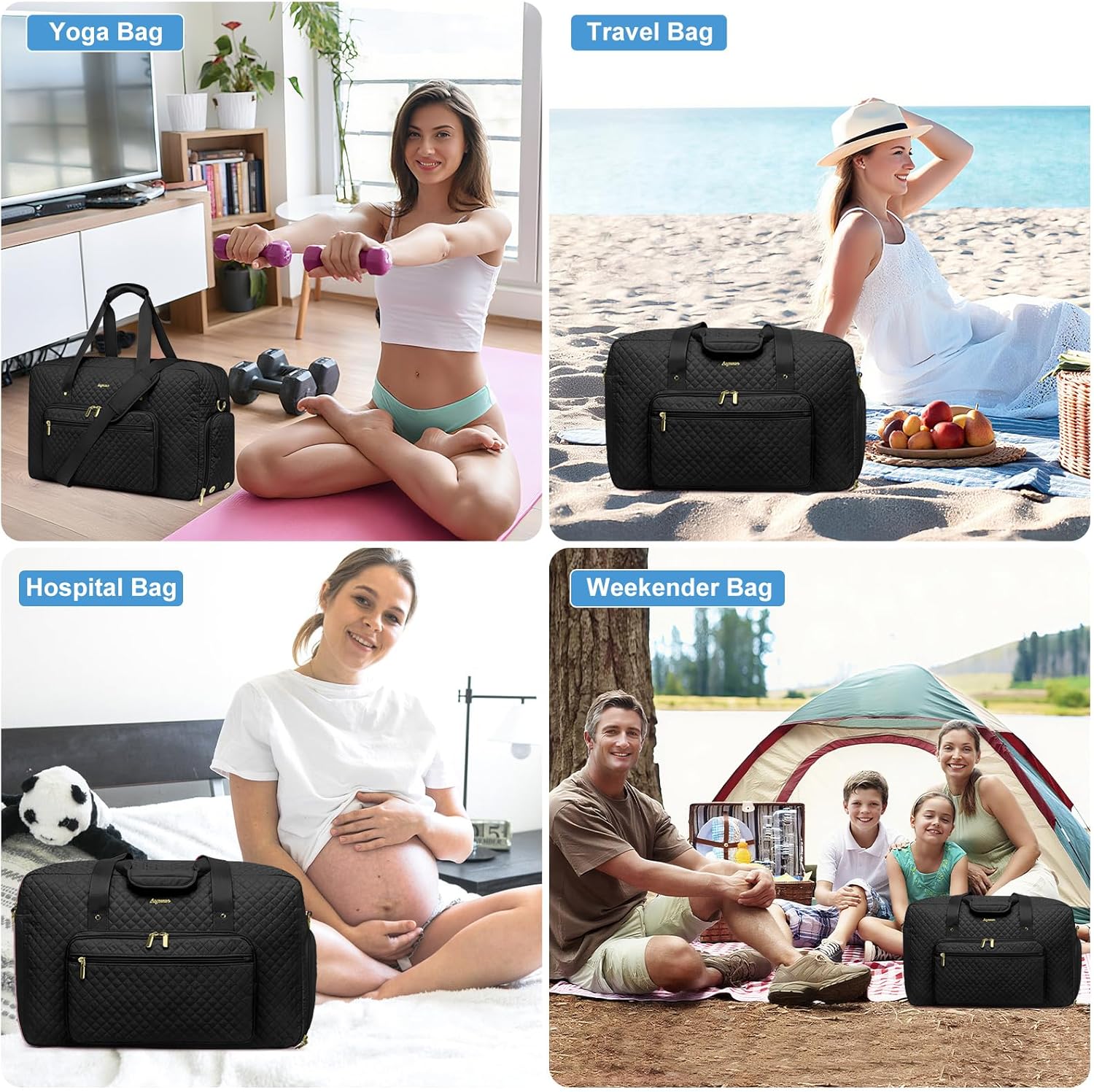 Large Weekender Travel Duffle Bag - With Shoe Compartment Weekender Bags for Womens Carry on Overnight Bag with Toiletry Bag Gym Duffel Bags with Wet Pocket Hospital Bags for Women Labor and Delivery - Image 7