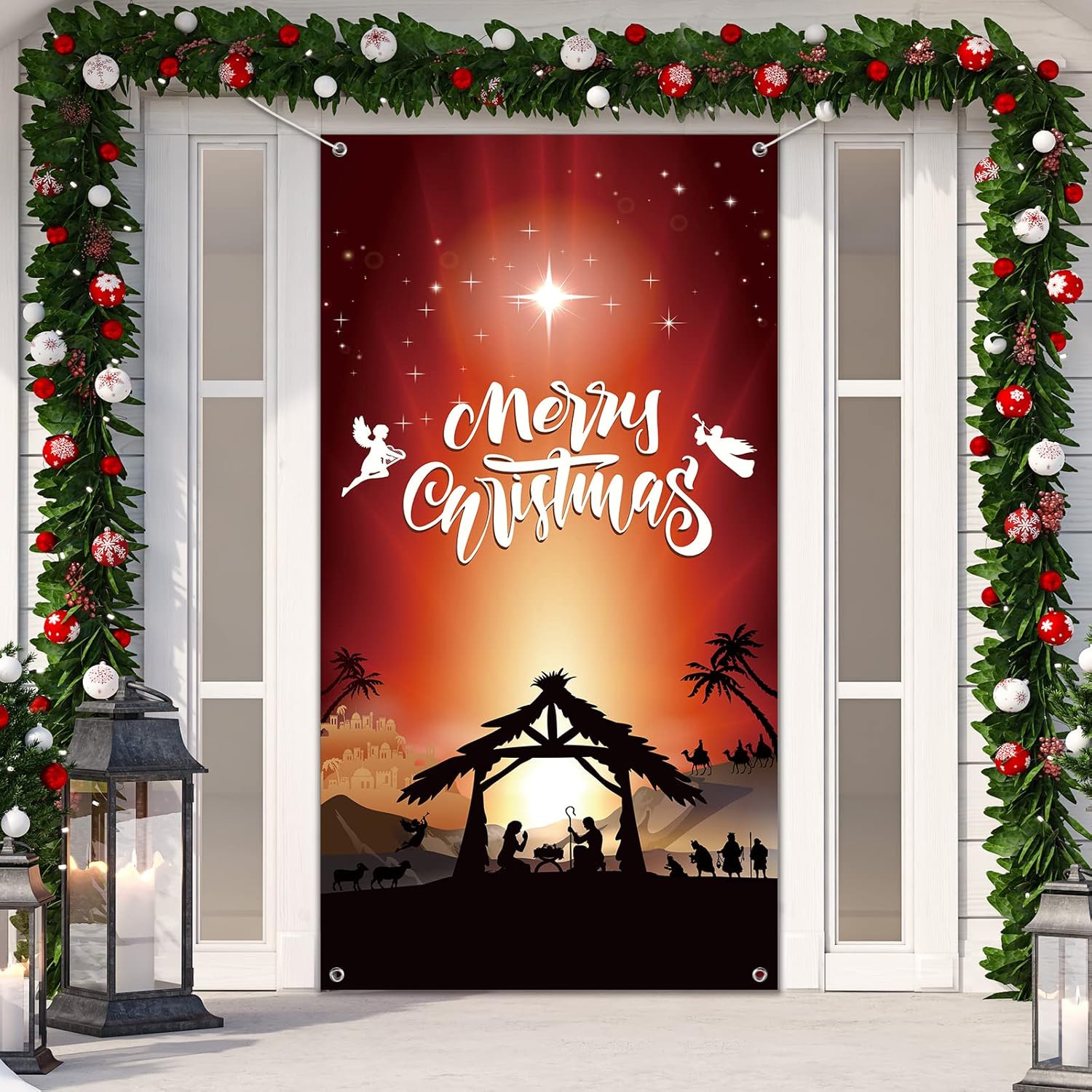 Christmas Nativity Door Cover Decoration Jesus Holy Night