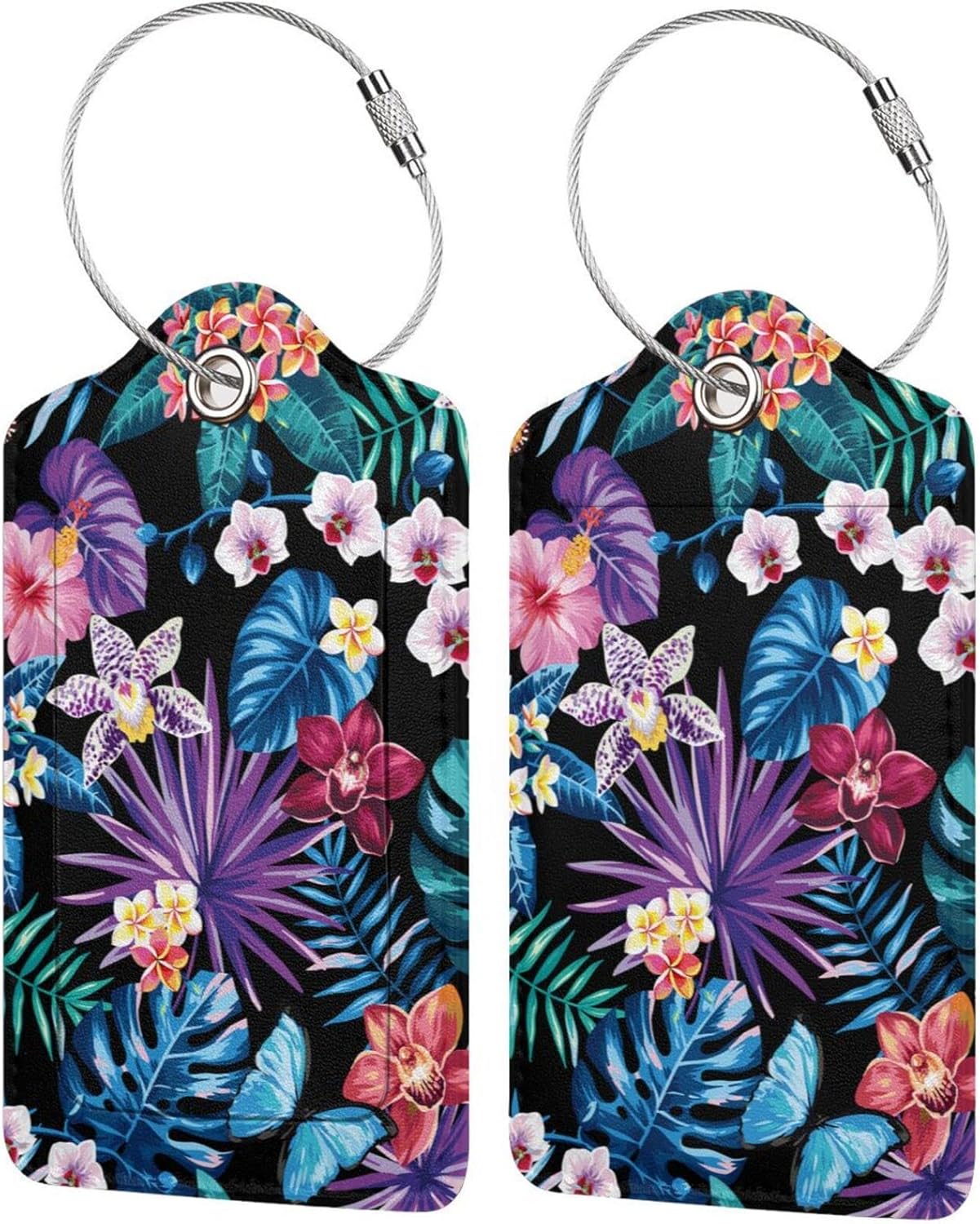 2 Pack Luggage Tags for Travel, Cute PU Leather Name ID Labels with Stainless Steel Loop Privacy Cover for Women Girls Bag Suitcase : Clothing, Shoes & Jewelry