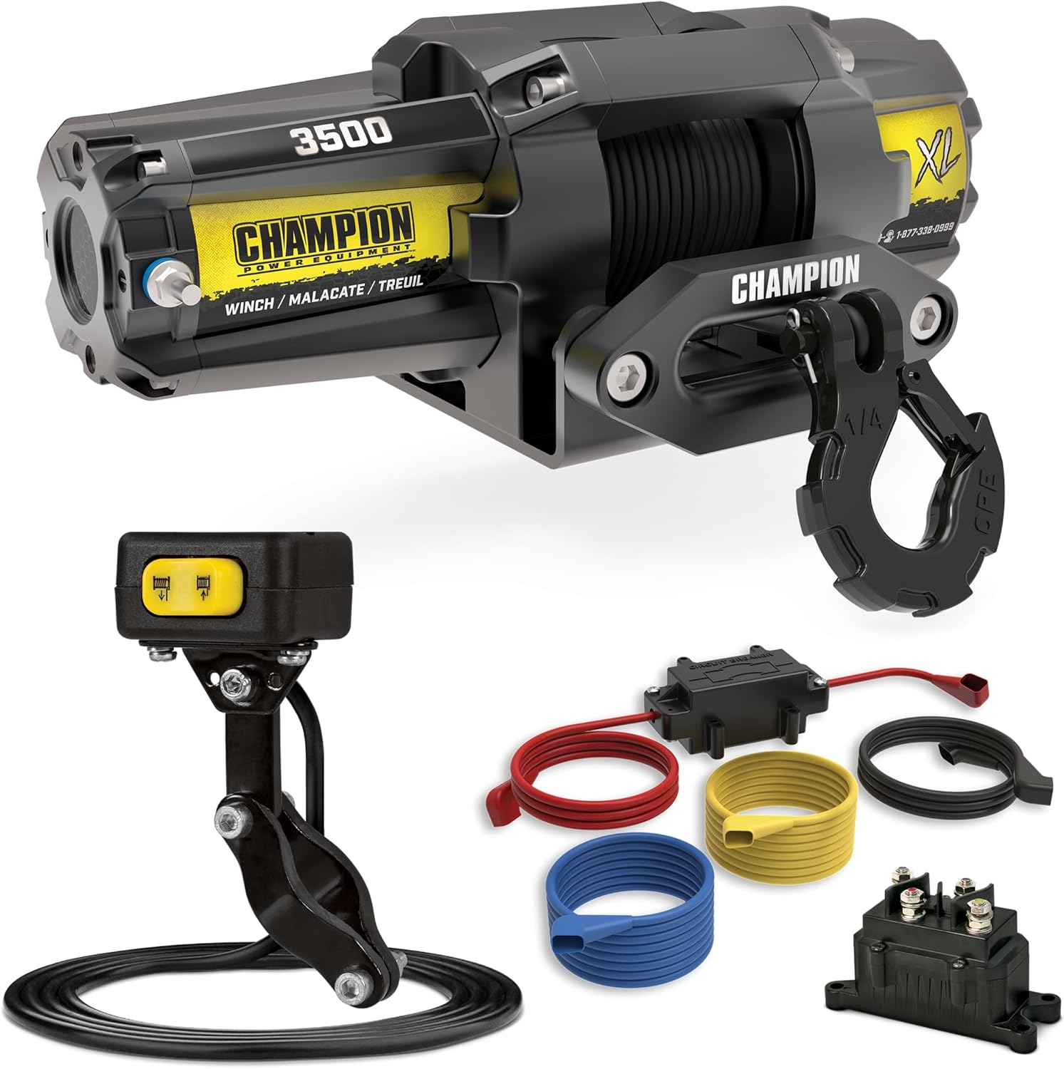 Champion Power Equipment XL 3500-lb. ATV/UTV Synthetic Rope Winch Kit
