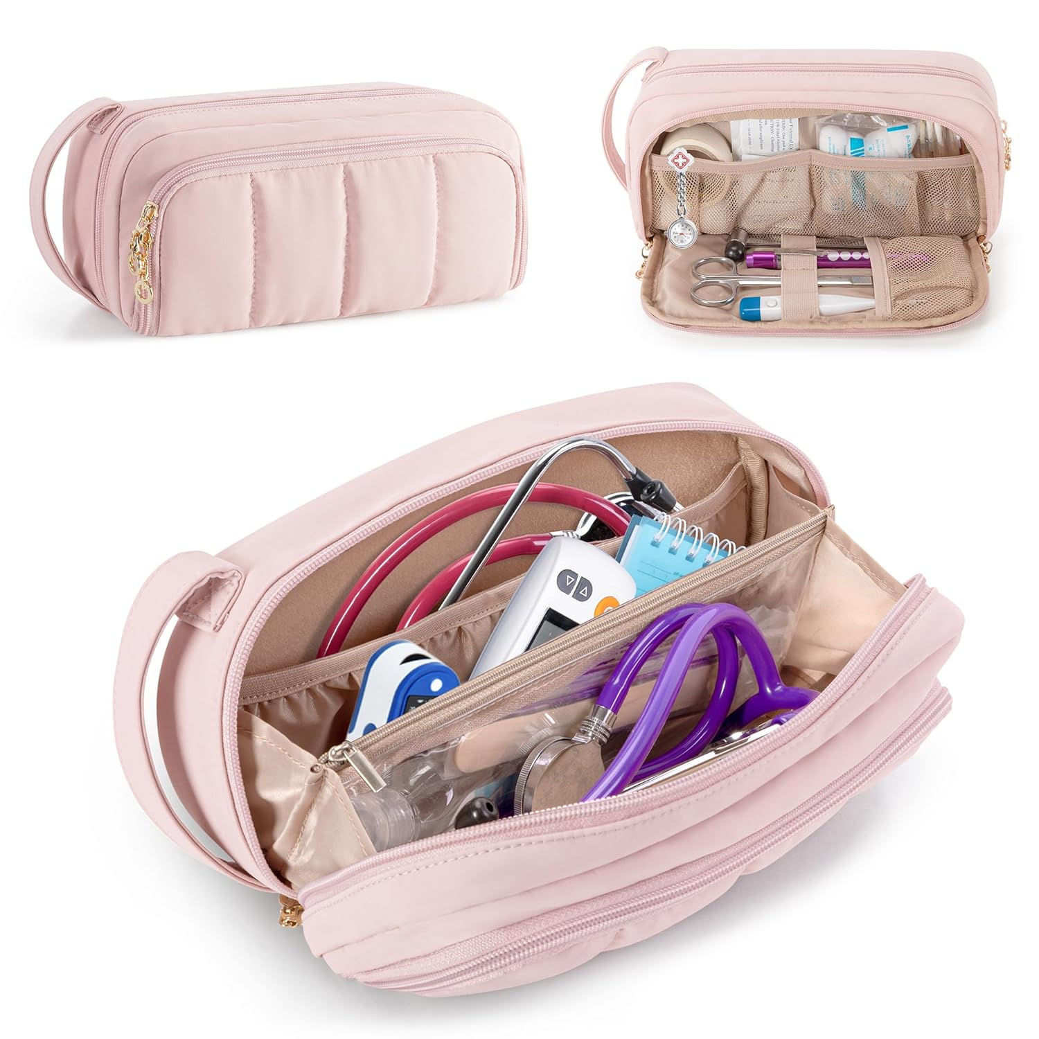 Trunab Stethoscope Case Compatible with 3M Littmann/MDF/ADC, Hold Two Stethoscopes or BP Cuffs, with Inner Dividers and Mesh Pockets for Extra Accessories, for Nurses, Doctors- Bag Only