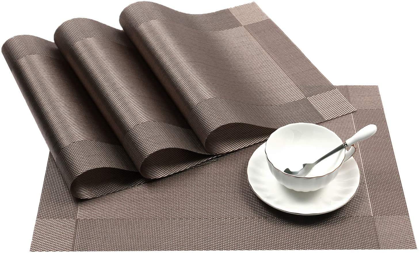 Horoly PVC Placemats Heat-Resistant Placemat for Dining Table Woven Vinyl Stain Resistant Table Mats Easy to Clean (Silver, 8) (B08T1KNFY1) Amazon Price History, Amazon Price Tracker