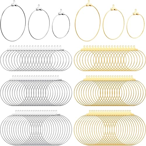 OIIKI 150 aros de aretes para hacer joyas, aretes redondos de metal hipoalergénico con cuentas para aretes de bricolaje, accesorios de arte