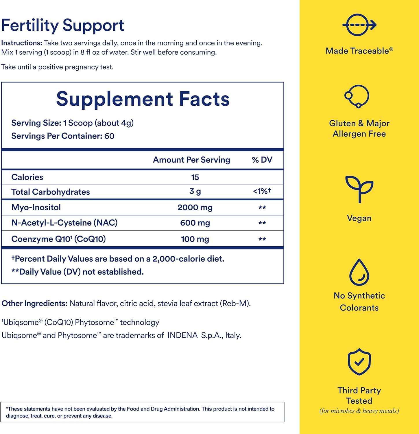 Ritual Fertility Support Supplement for Women 3-in-1 Drink-Mix Formulated to Support Conception Outcomes with Studied Ingredients (CoQ10, NAC, Myo-Inositol) and Designed with an OB/GYN. 60 Servings.* - Image 3
