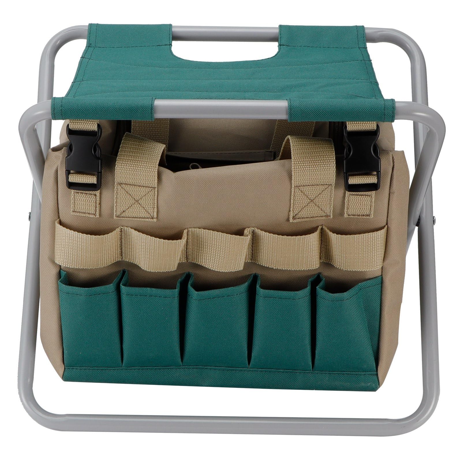 Sgabello da Giardinaggio Sedile Sgabello da Giardino Pieghevole Portatile Multifunzione con Borsa per Attrezzi per Forniture da Campeggio All'aperto