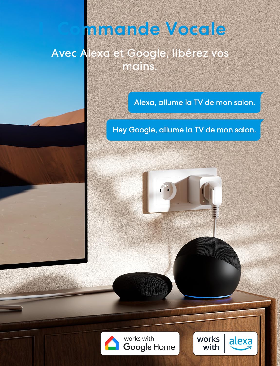 Meross - Toma conectada (tipo E), 16 A, conector WiFi compatible con Alexa y Google Home, 4 tomas con medición de consumo eléctrico con control de voz, control remoto y configuración Bluetooth