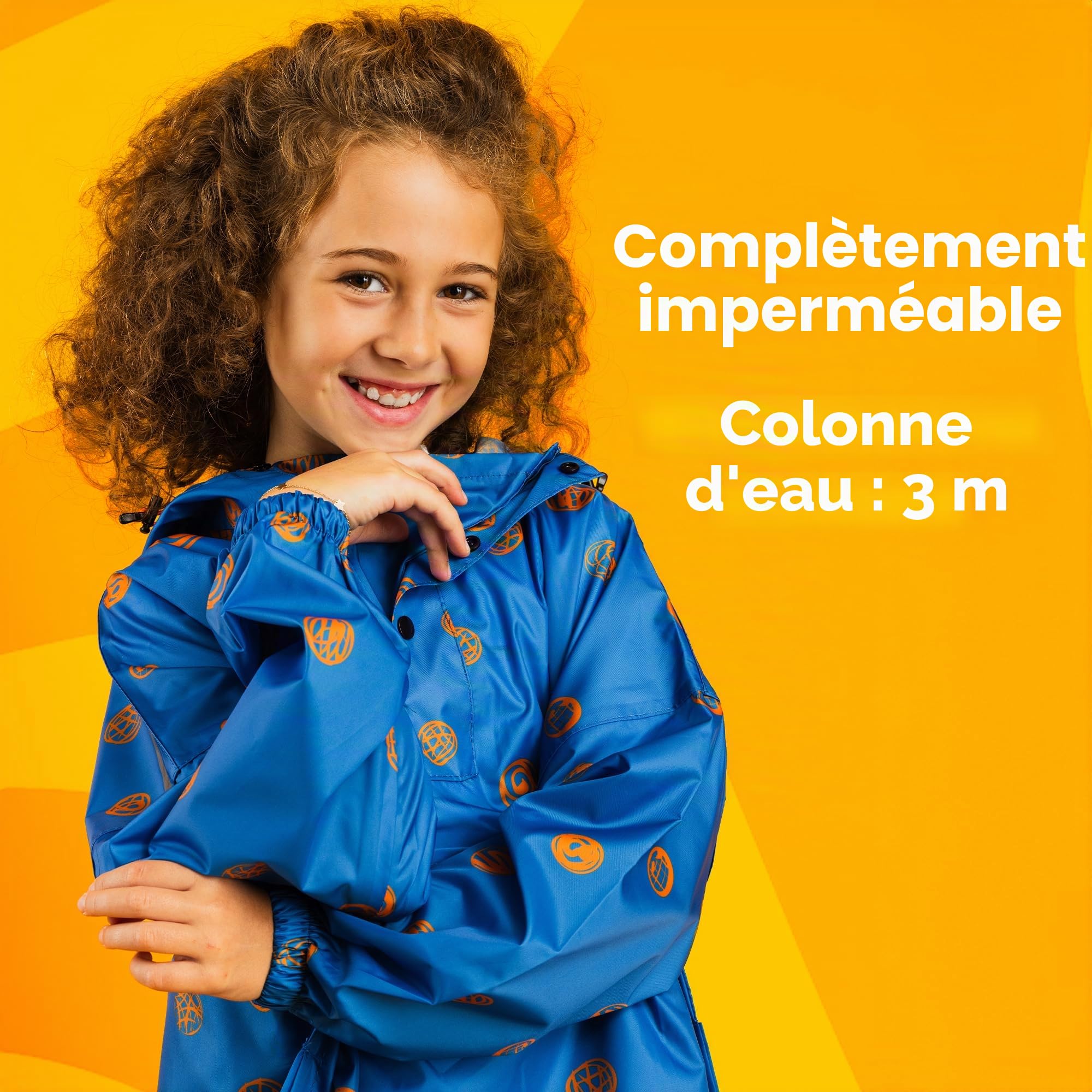 Jubi® Poncho de pluie enfant | 100% polyester recyclé, imperméable, léger, respirant et coupe-vent | Idéal pour les aventures en plein air