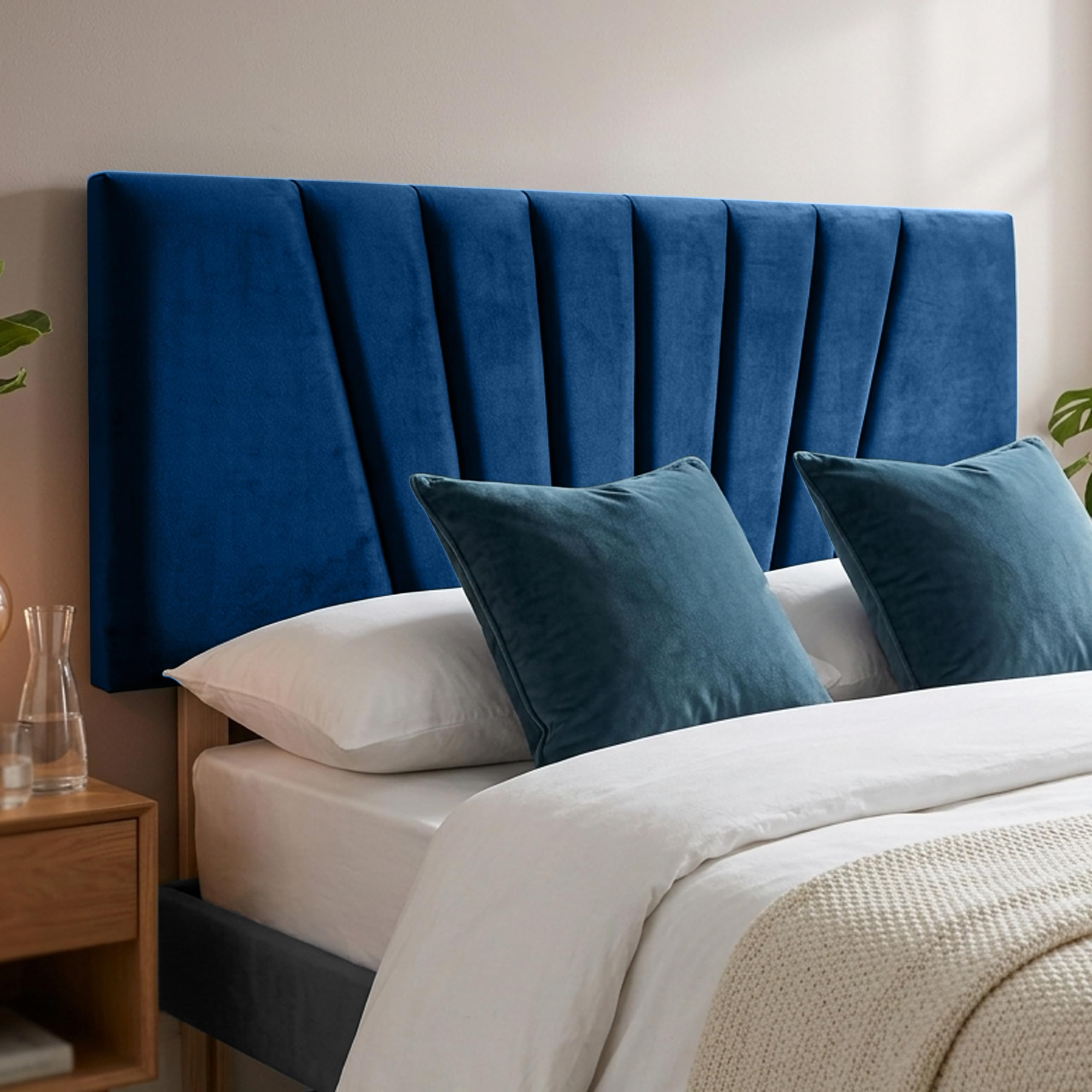 BEDELUNA Headboards for Bed, 24” Sunrise Plush Fabric Headboard, Elegant Divan Bed Thick Padding Bed Headboards