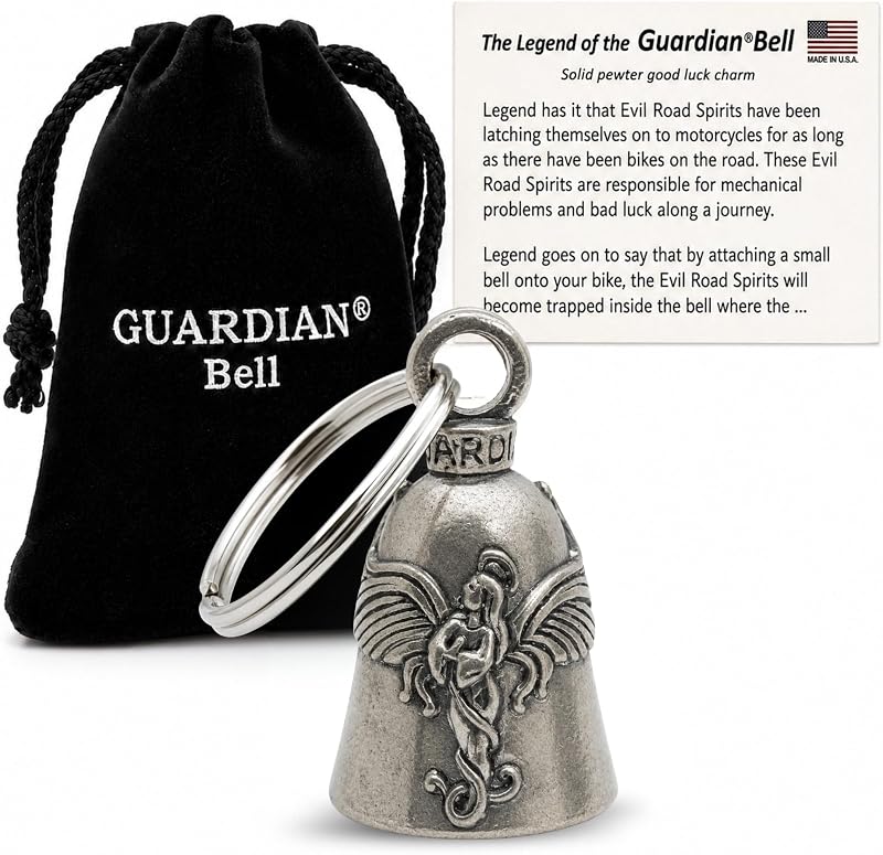Guardian Bell sino artesanal de estanho sem chumbo com chaveiro e bolsa de veludo preta