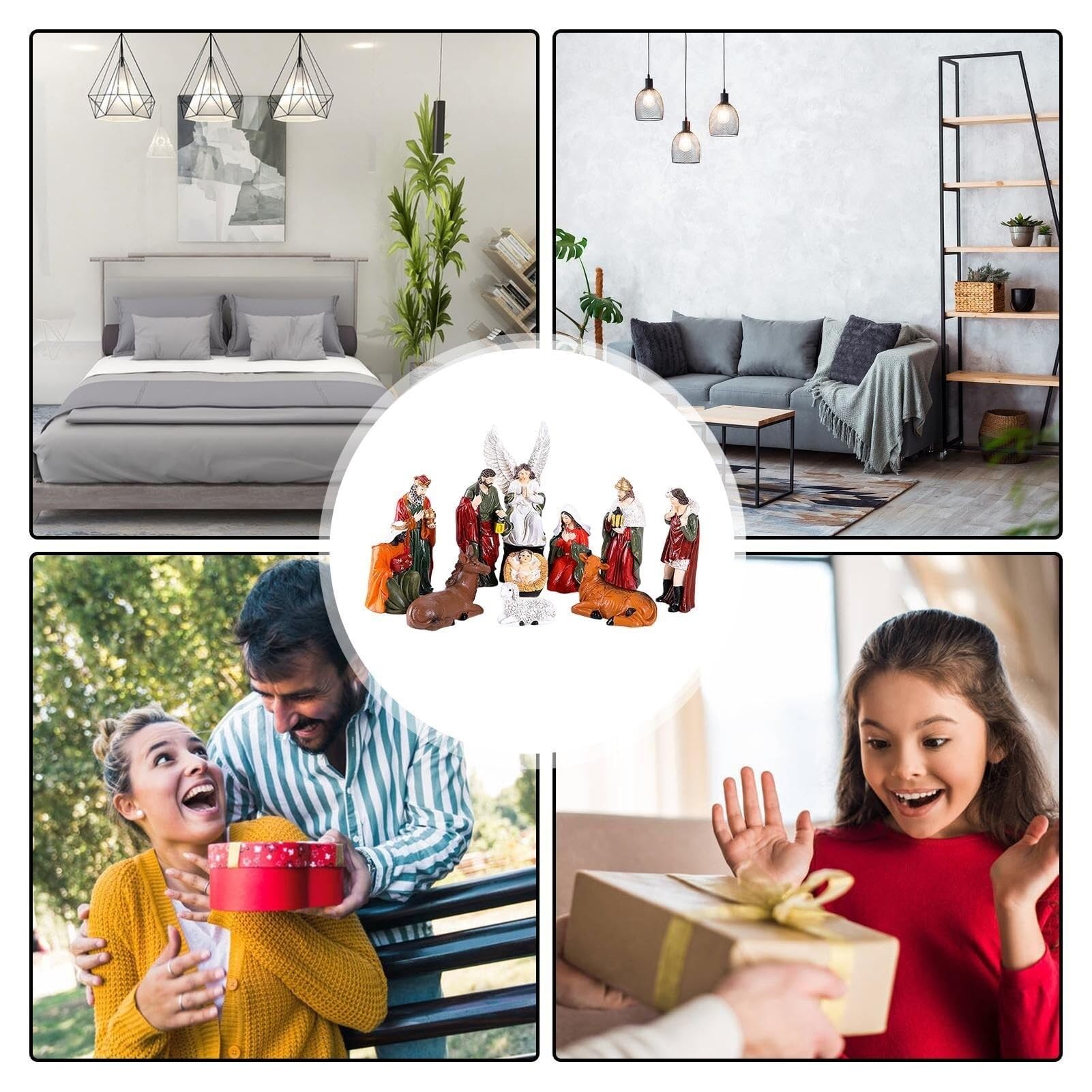 Krippenkasten-Set, Ornamente, Weihnachtskrippen-Set, 10-teiliges Krippenfiguren-Set Aus Kunstharz, Weihnachtsfiguren, Tischszenen, Krippensets Und Figuren, Krippenstall