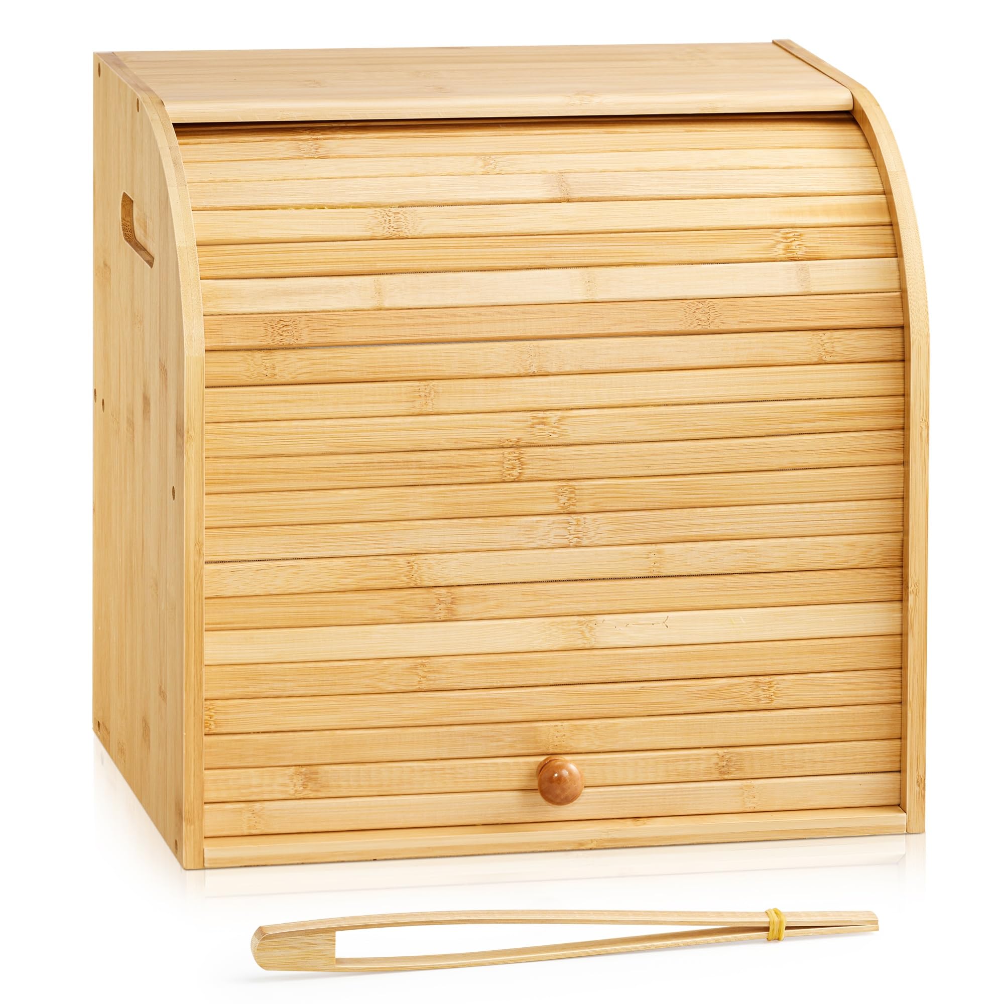 2 Layer Bread Bin Kitchen Bread Storage Box with Lid Compact Double Decker Bamboo Bread Bin Eco-friendly Bread Box for Freshness Natural, Organic, and Sustainable Food Storage Solution (Flat Pack)