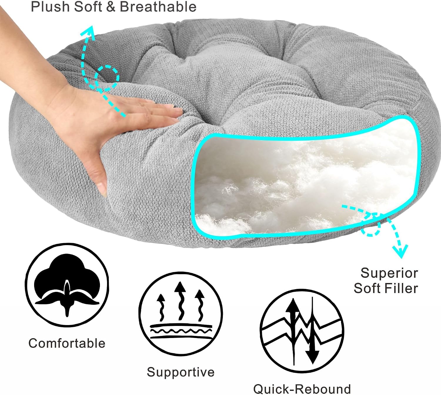 Floor Pillow for Adults, Large Sitting & Meditation Cushion | with Carry Handle for Tatami Living Room Yoga (2, Dark Gray, Round, 22 x 22 x 6 inches)