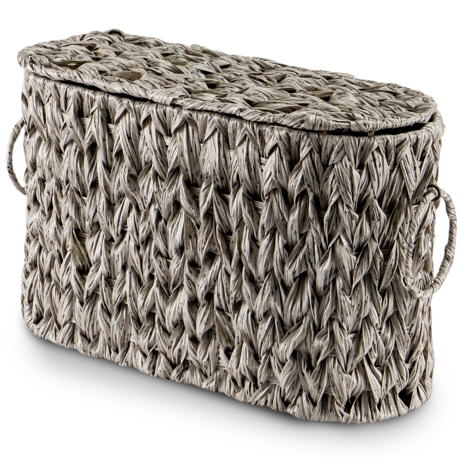 Toilet Roll Storage Basket 40x16x24cm Toilet Paper Storage Containers Organizer for 6 Mega Rolls for Bathroom Storage, Free Standing Magazine & Newspaper Holders (gray 2pcs)