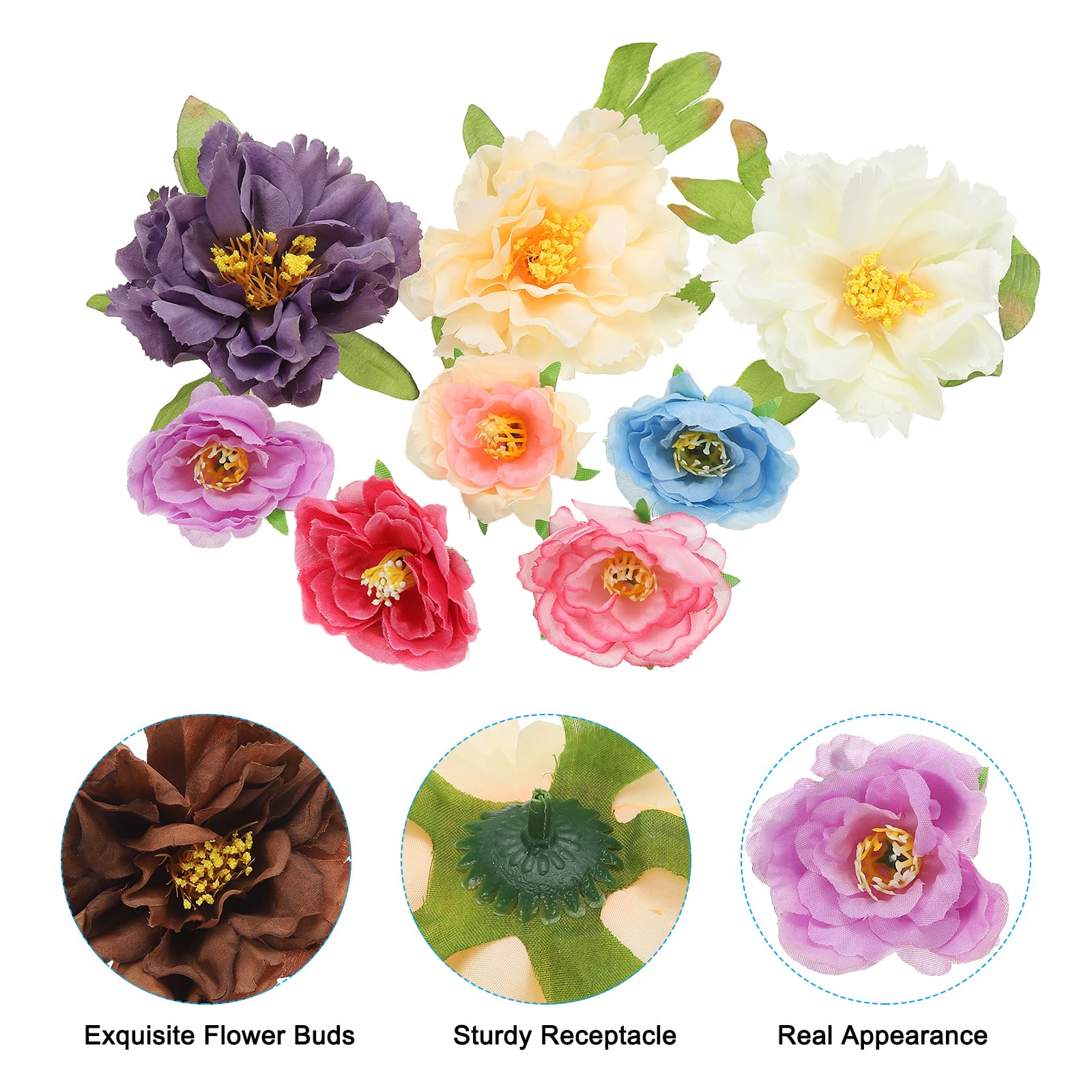 PATIKIL Artificial Rose Flowers Bulk, 1 Set Small Silk Fake Peony Flower Heads for Decoration Wedding Crafts Party Home Decor - Image 3