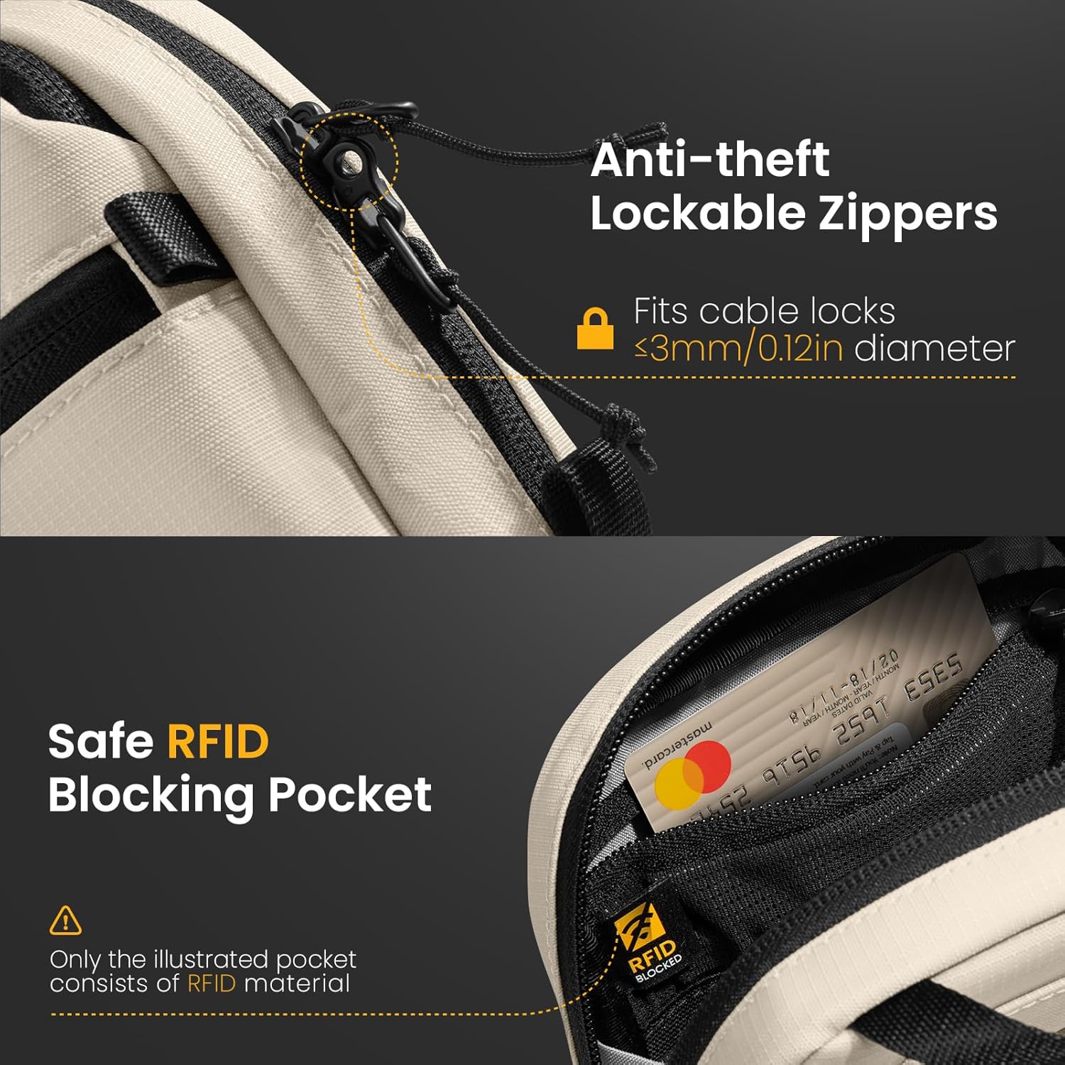 tomtoc Aviator-T37 Travel Crossbody RFID Blocking Bag, Holds 4-6 Passports with Anti-theft Lockable Zippers, Multiple Pockets for Cards & Documents – Organizer for Daily Use - Image 6