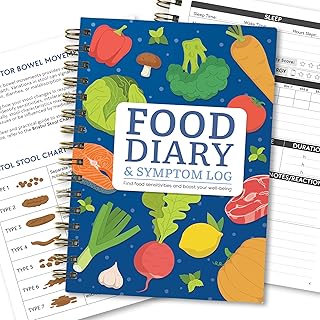 Food Diary and Symptom Log Book for Tracking Meals, Bowel Movements, Sleep, Reactions - Bristol Stool Chart, Notebook Journal for Low FODMAP, IBS, Allergies, Intolerance - Keto, Paleo, Whole30