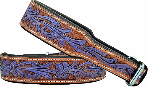 Affilare Collar de cuero para perro, estilo occidental, resistente, manual, ajustable, acolchado, suave para cachorros y perros grandes, 10AB127-M