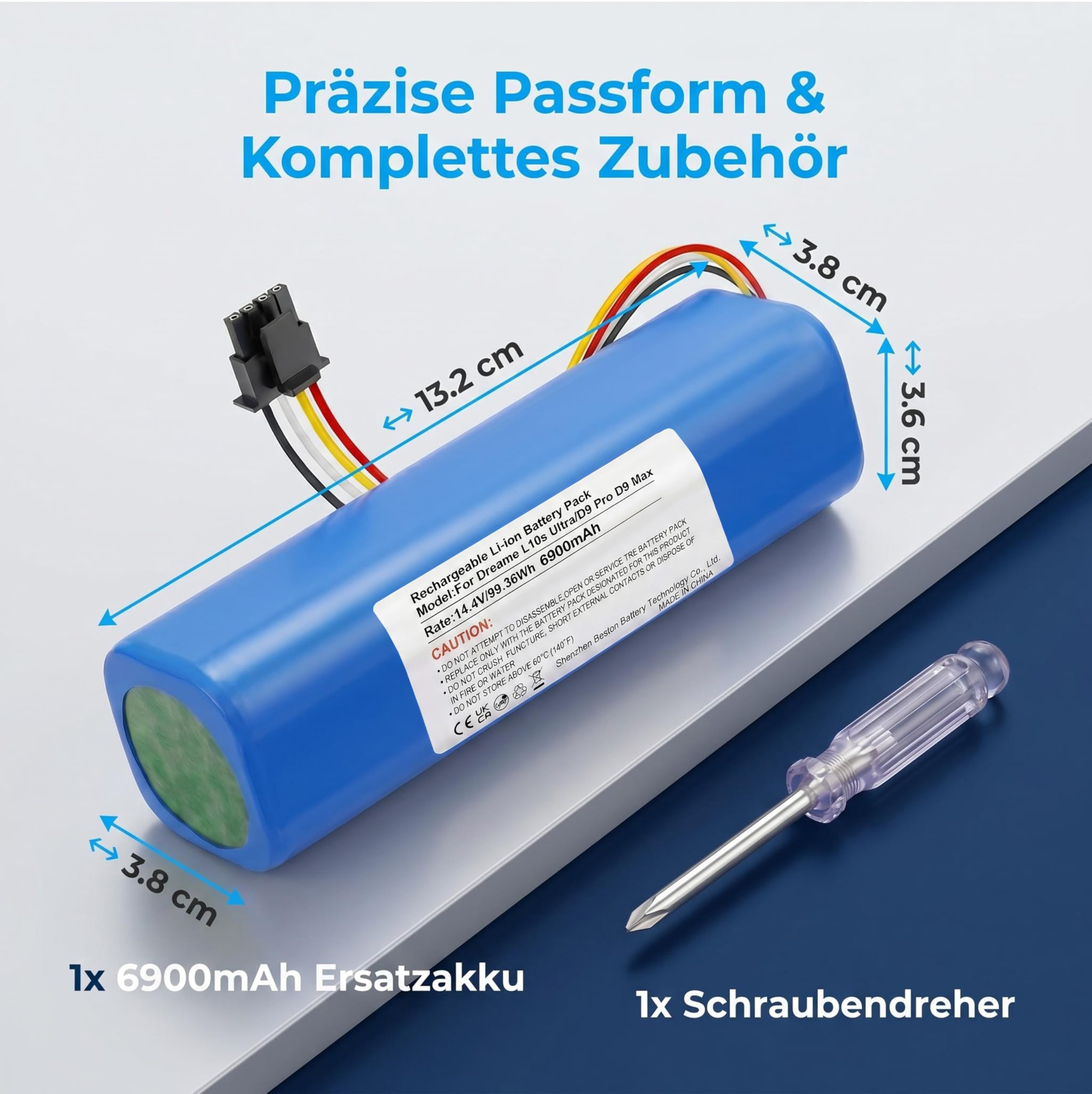14,4V 6900mAh Akku für Dreame L10s Ultra,D9 Pro D9 Max,D10/D10 Plus/D10s/L10/ L10s/Z10 Pro Roboter Staubsauger