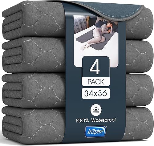 Miniatura 13 de Inspire Protectores | Protectores de Cama Reutilizables Grises para Incontinencia que Ocultan Manchas | Protector de Colchón Impermeable | para